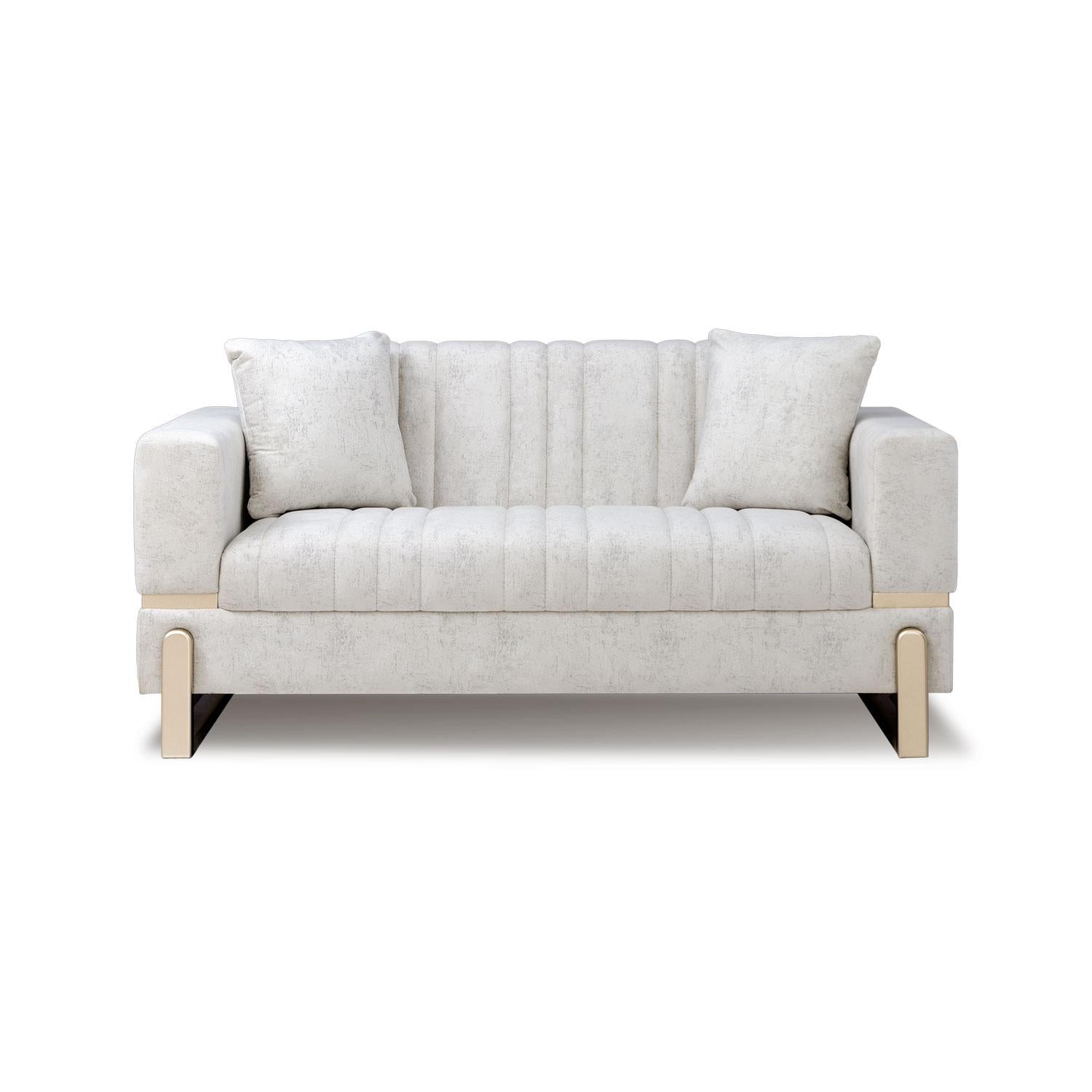 Sofa 2 Puestos Bonn Velvet Prisma Crema, Champaña.