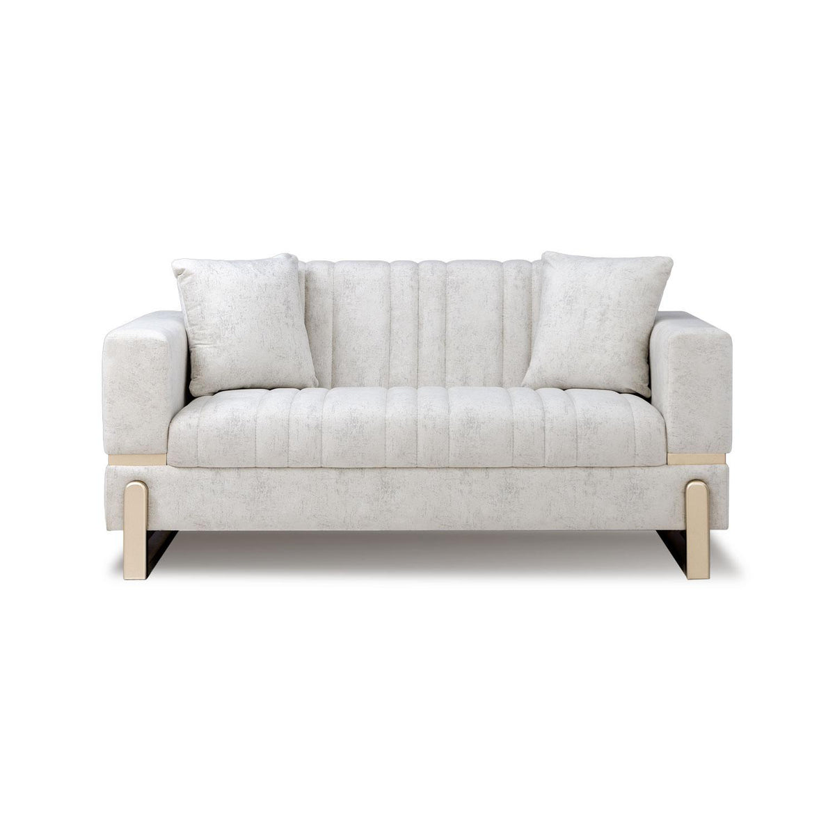 Sofa 2 Puestos Bonn Velvet Prisma Crema, Champaña.