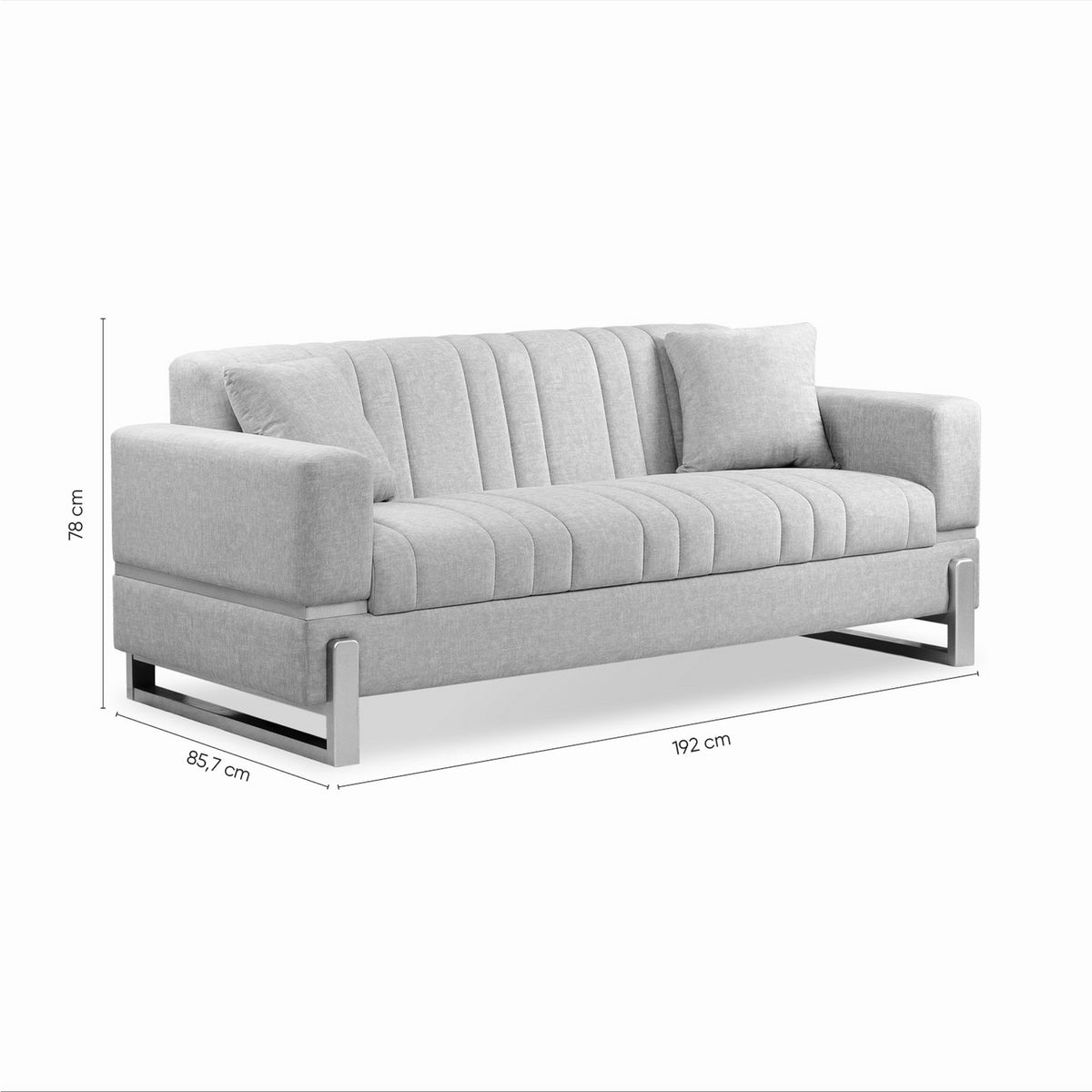Sofa 3 Puestos Bonn Velvet Prisma Crema, Champaña.