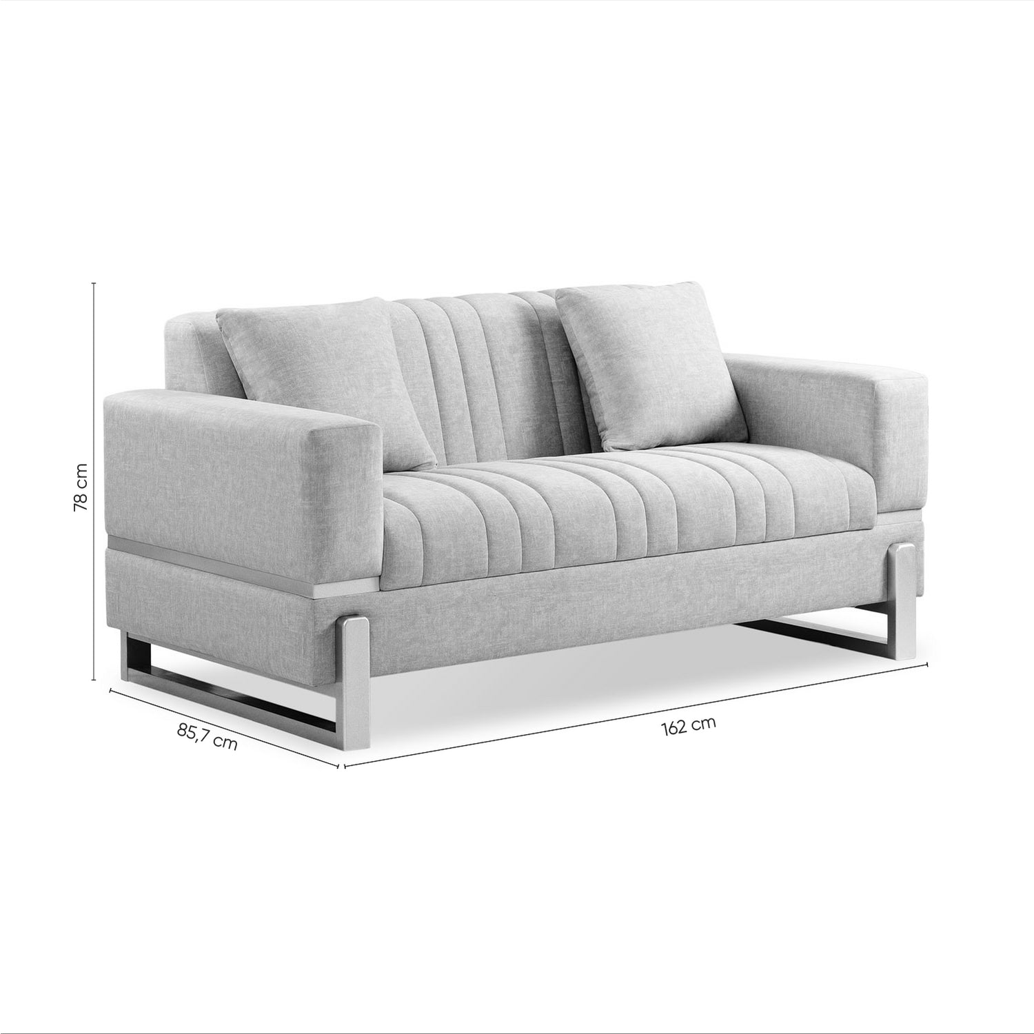 Sofa 2 Puestos Bonn Velvet Prisma Crema, Champaña.