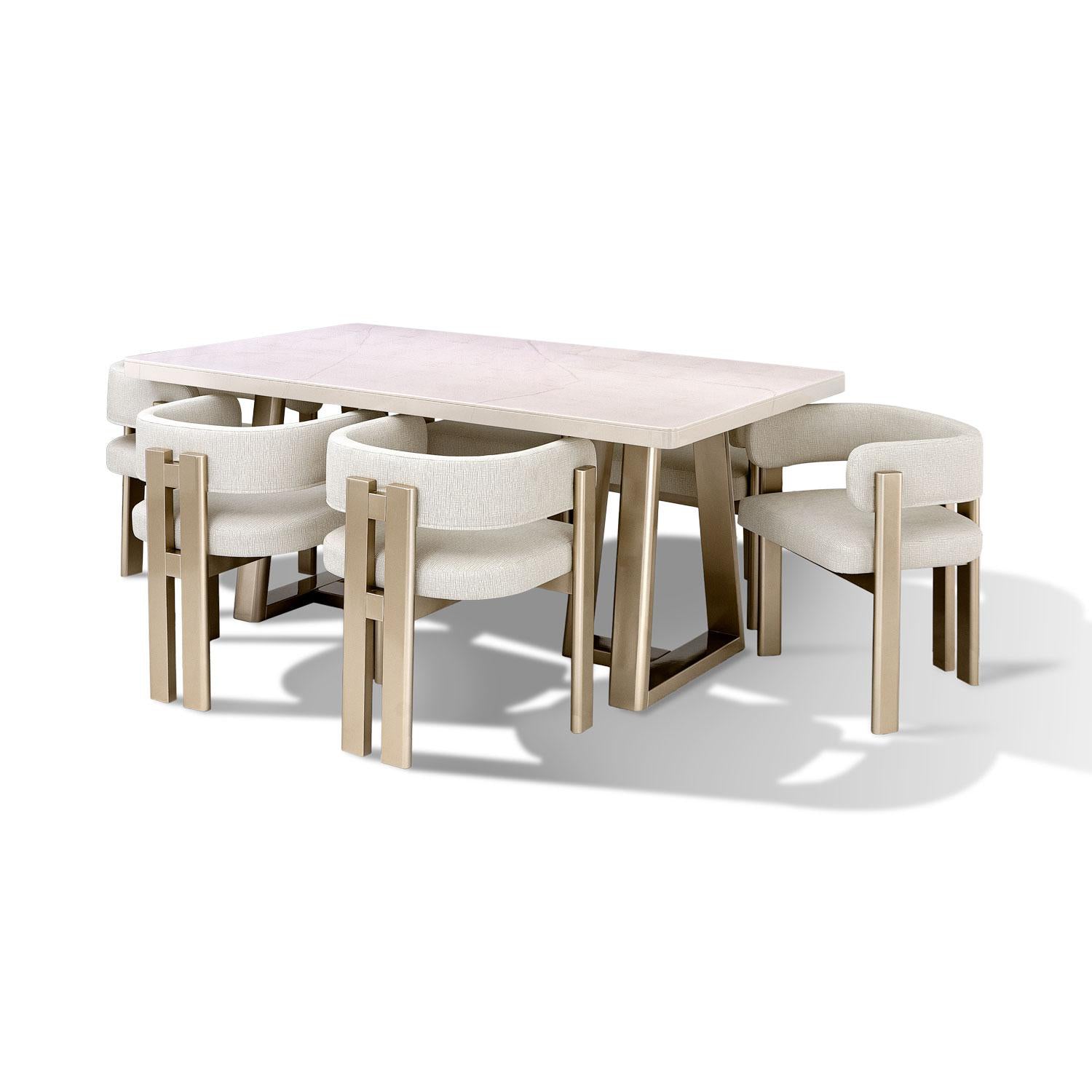 Comedor 6 Puestos Sabina Eurolino Genova Crema, Champaña.