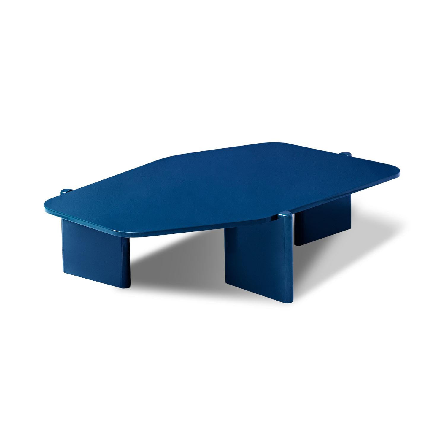 Mesa De Centro Oklam Asimetrica Azul.
