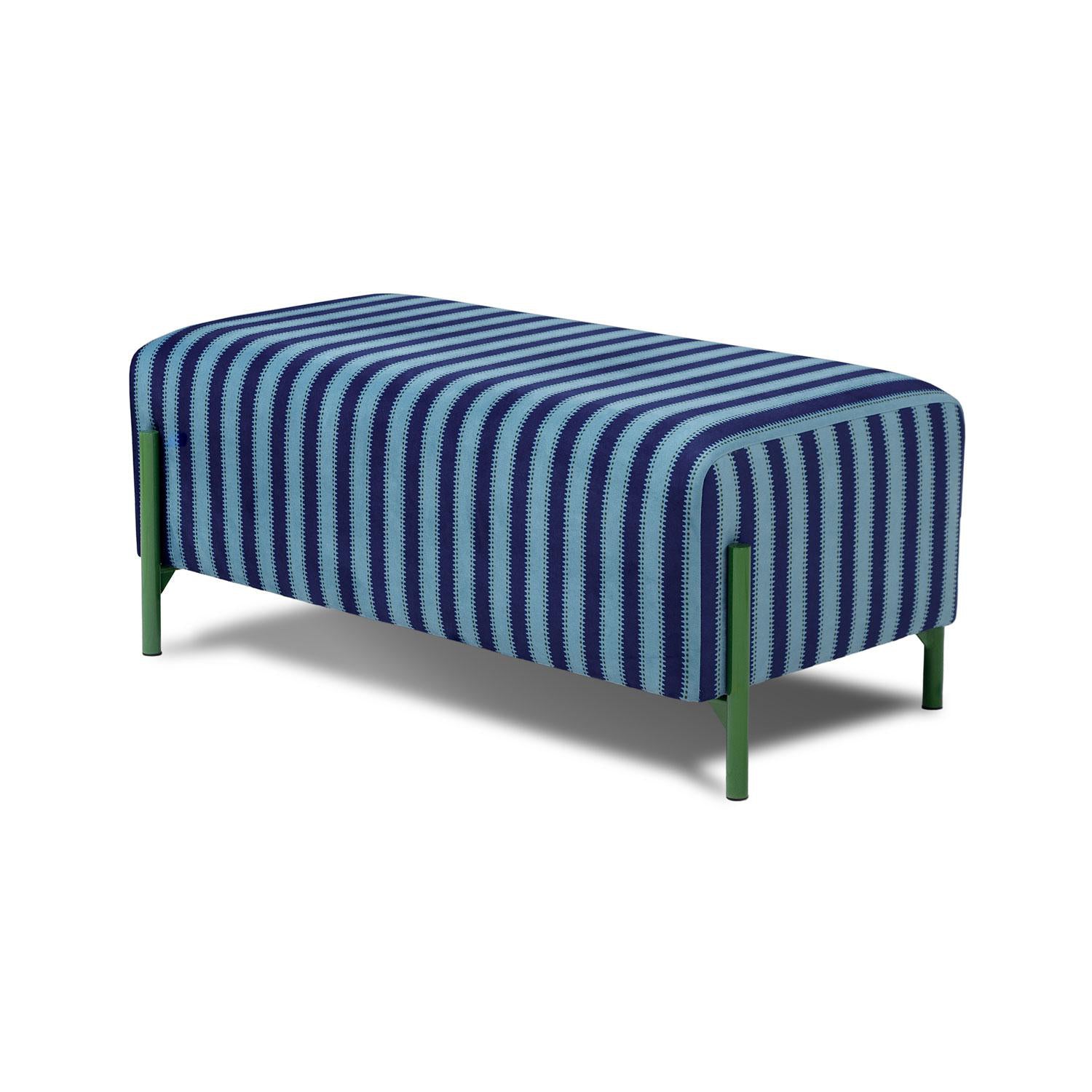 Puff Arthur Velvet Rayas Azul, Verde Premium.