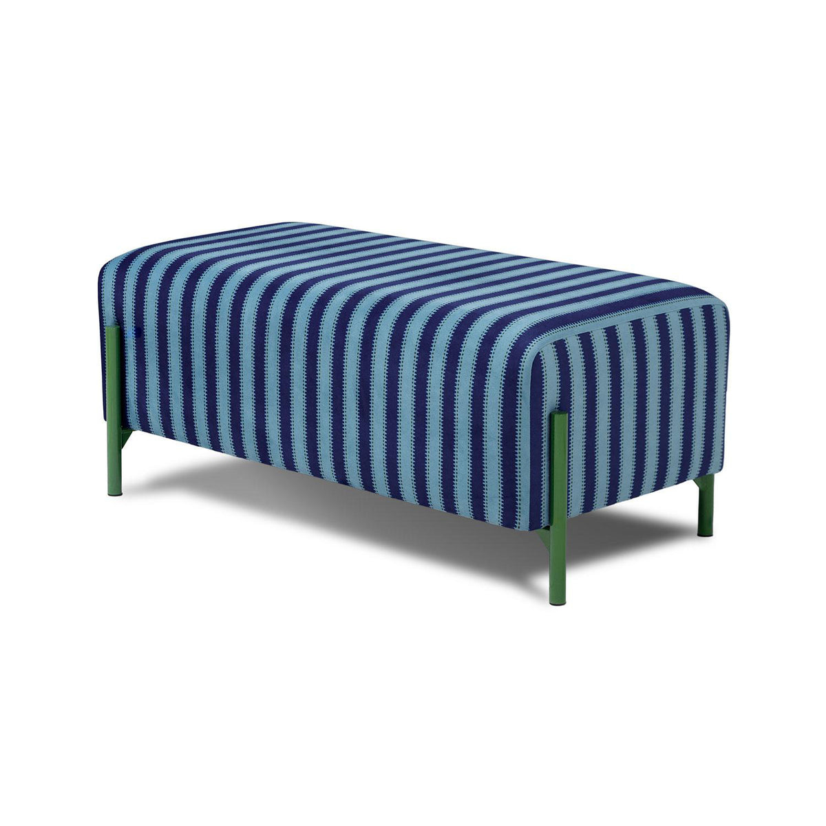 Puff Arthur Velvet Rayas Azul, Verde Premium.