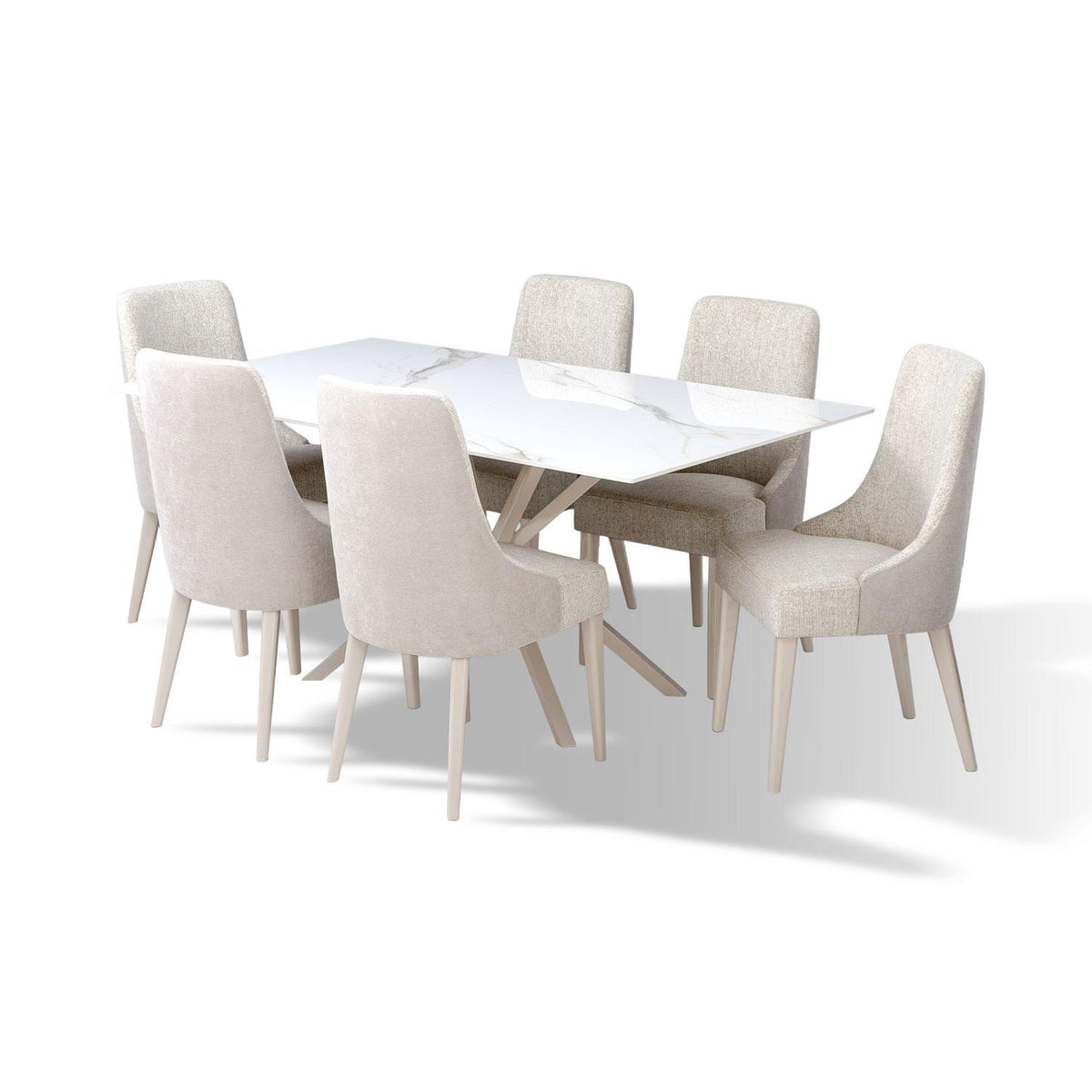 Comedor 6 Puestos Sevilla Boucle Diversa Arena, Latte BPV