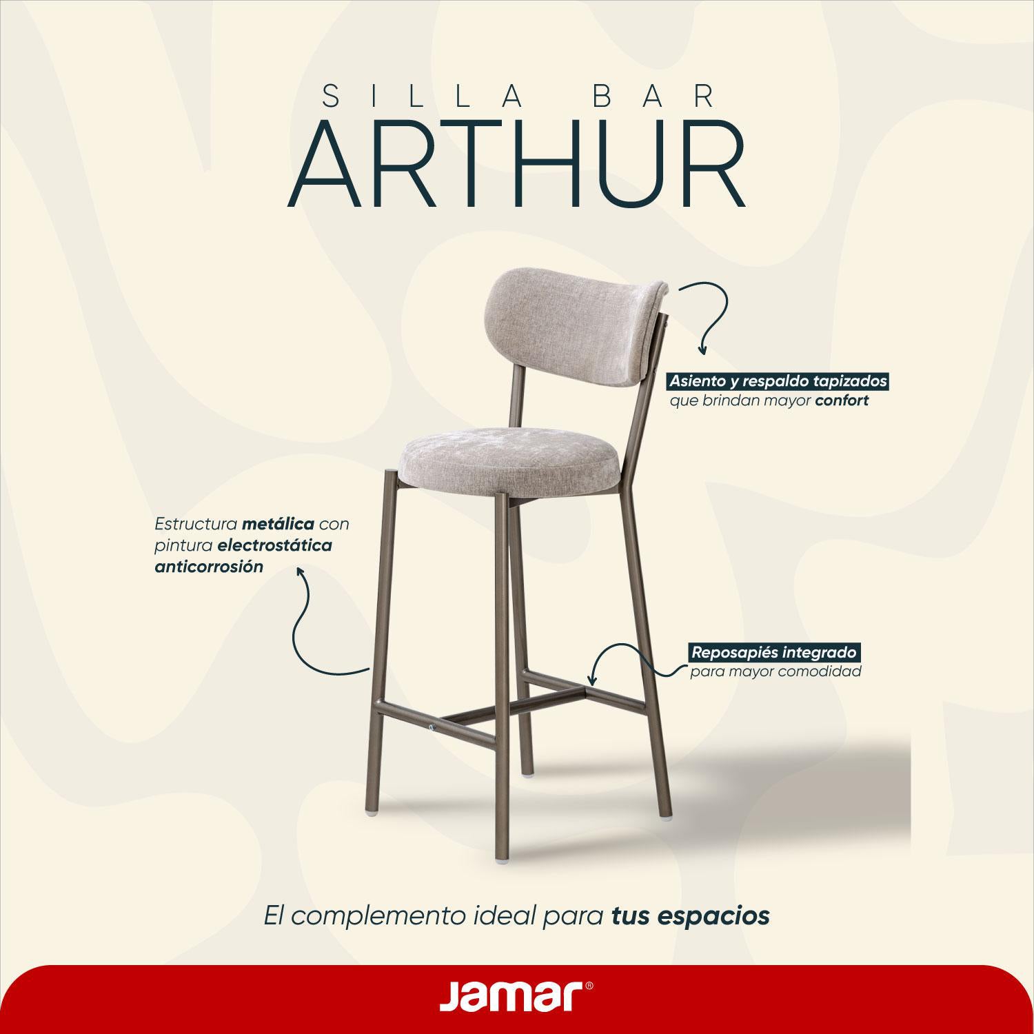 Silla Bar Arthur Lino Touch Camel, Taupe Perla