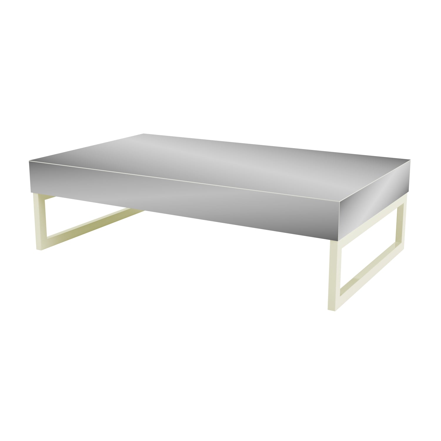 Mesa Centro Foster Off White, Espejo Premium