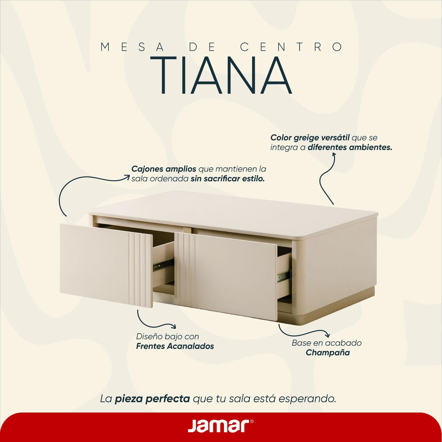 Mesa de Centro Tiana Greige, Champaña