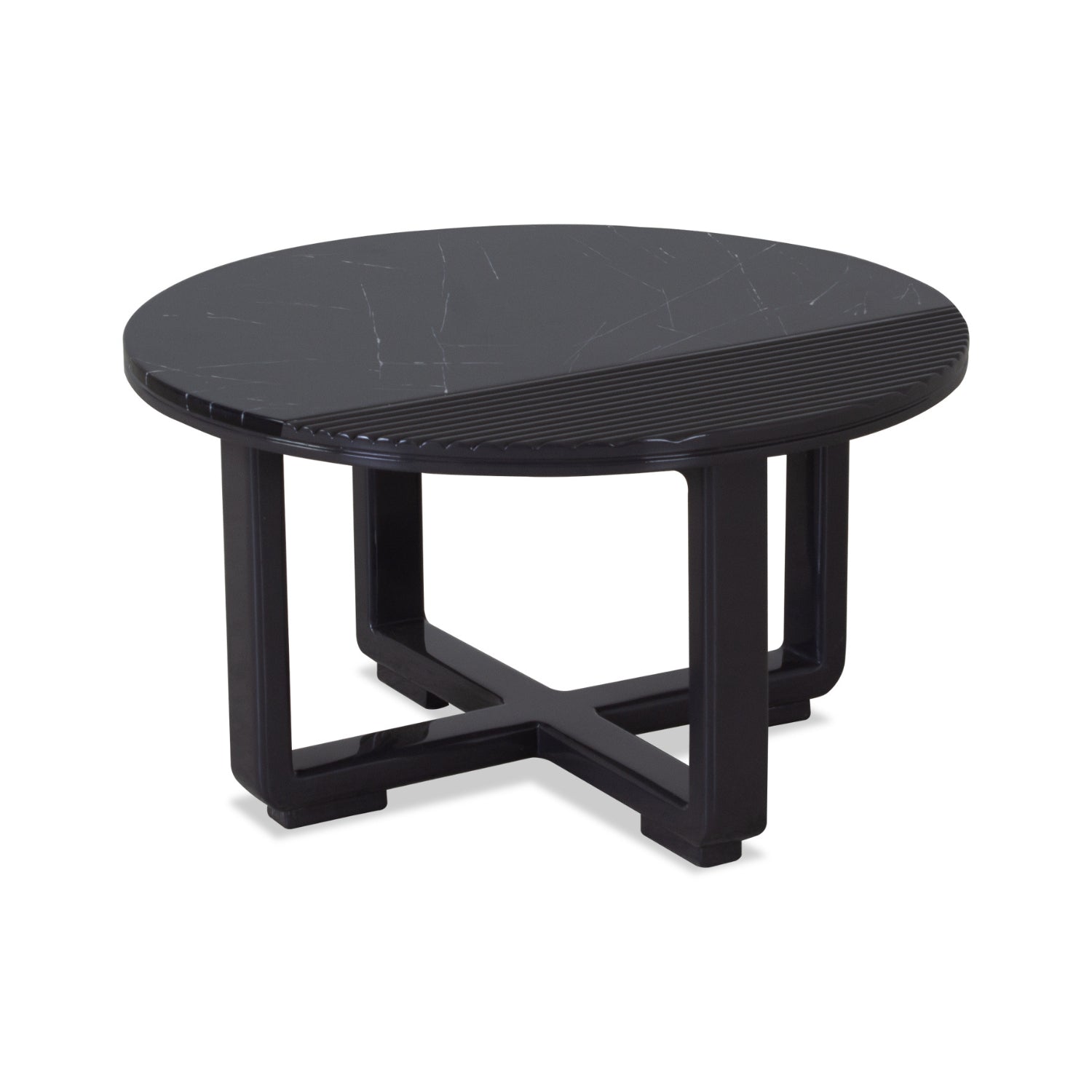 Mesa De Centro Lyon Gris Plomo, Negro Circular Poliuretano