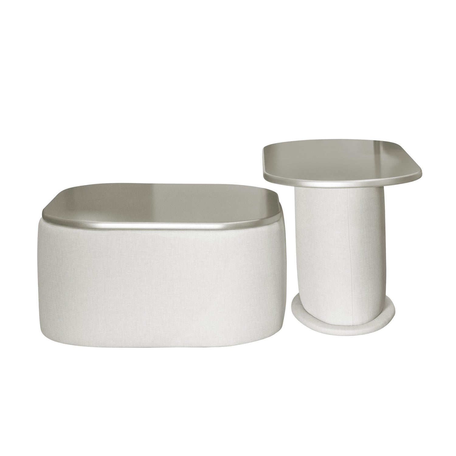 Mesa De Centro Gandi Champaña, Eurolino Blanco Puro Set x2