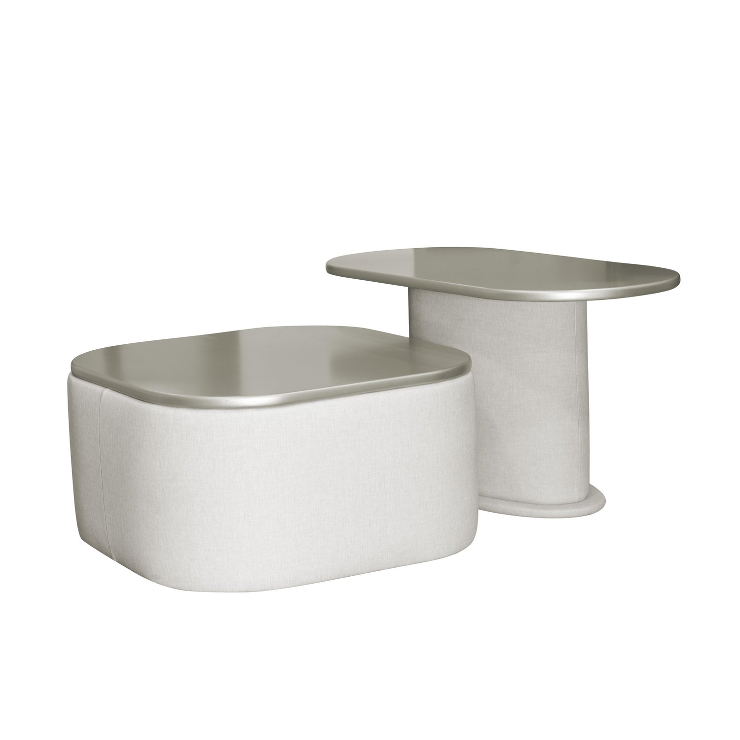 Mesa De Centro Gandi Champaña, Eurolino Blanco Puro Set x2