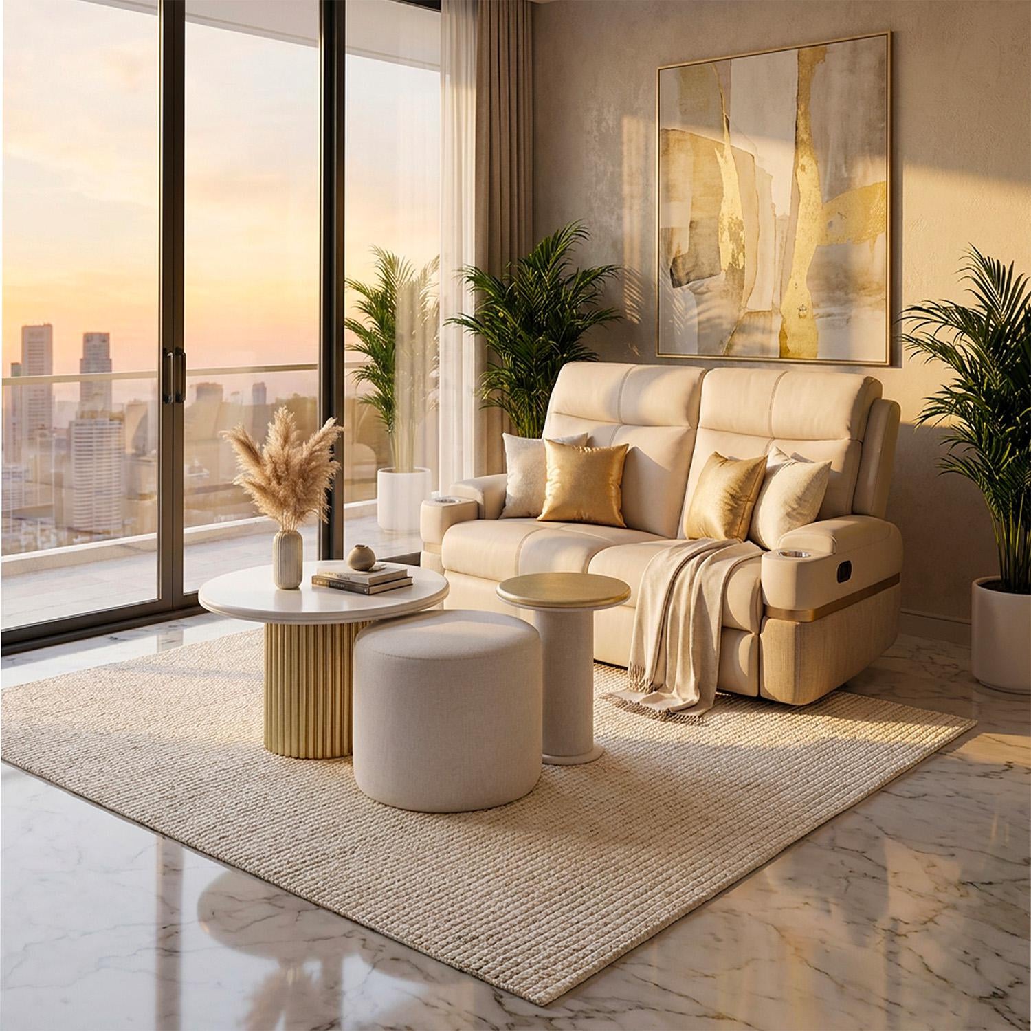 Mesa De Centro Kaira Blanco Perla, Champaña Grande