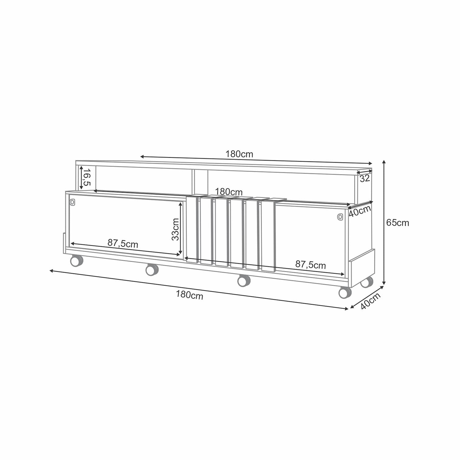 Mesa De Tv Gael Off White, Champaña 180X65X40