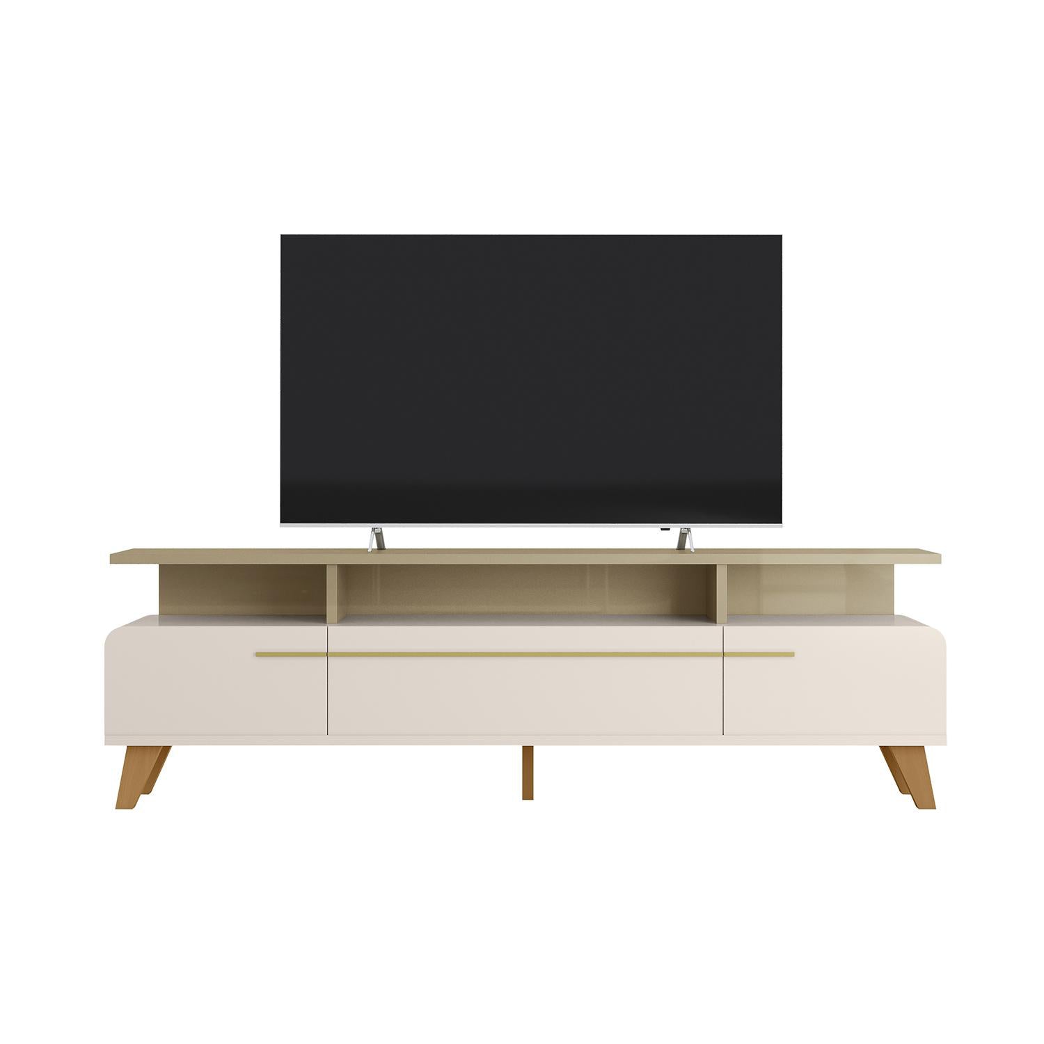Mesa De Tv Glem Off White, Champaña 200X60X36