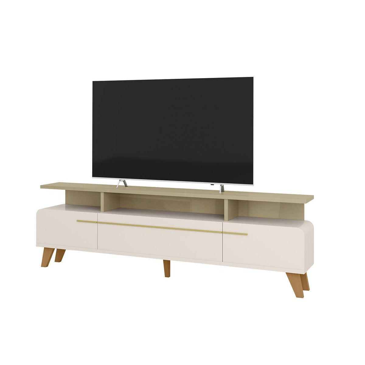 Mesa De Tv Glem Off White, Champaña 200X60X36