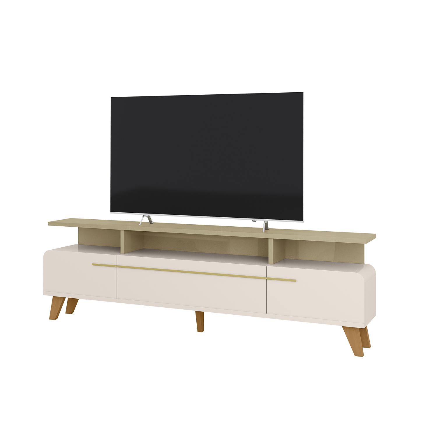 Mesa De Tv Glem Off White, Champaña 200X60X36