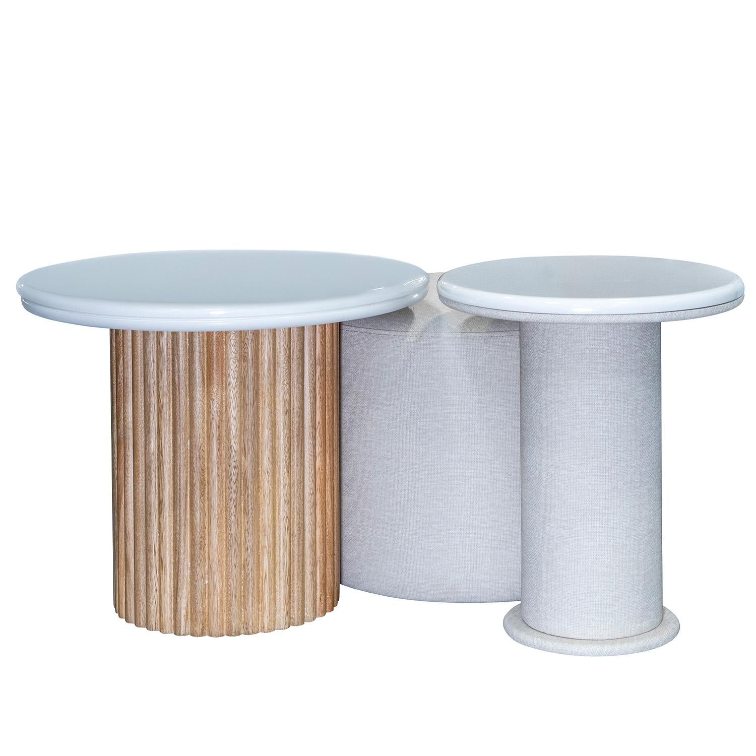 Mesa Auxiliar Kaira Off White, Eurolino Marbella Beige Pequeña
