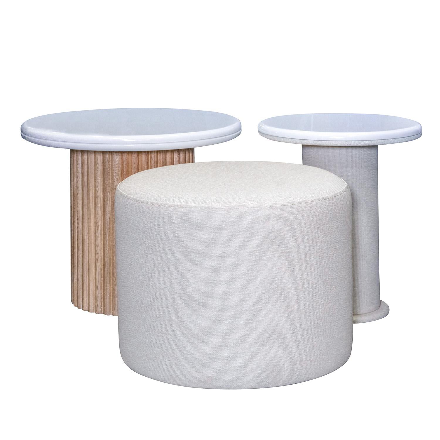 Mesa Auxiliar Kaira Off White, Eurolino Marbella Beige Pequeña