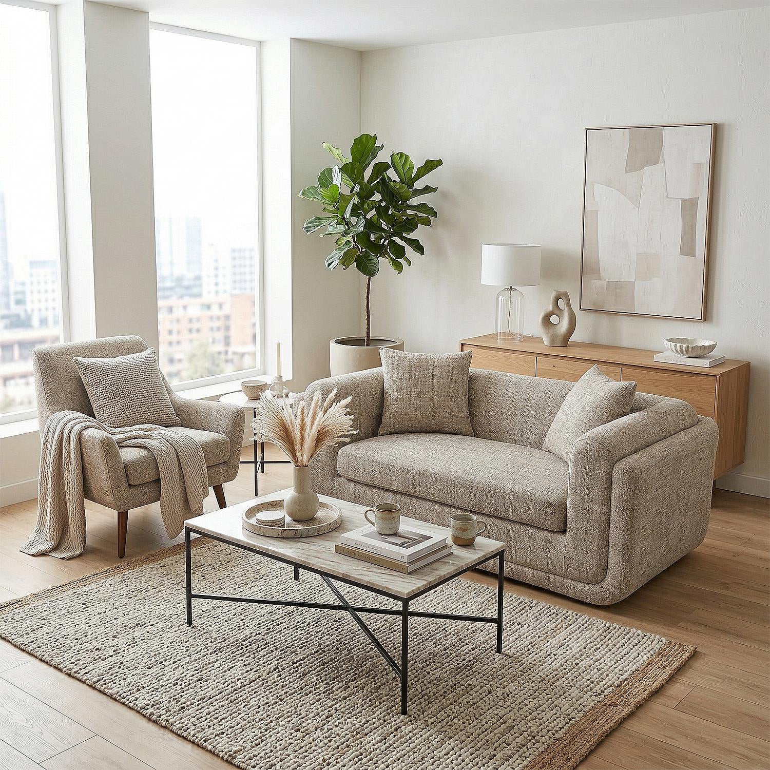 Sofá 2 Puestos Aspen Chenille Taupe