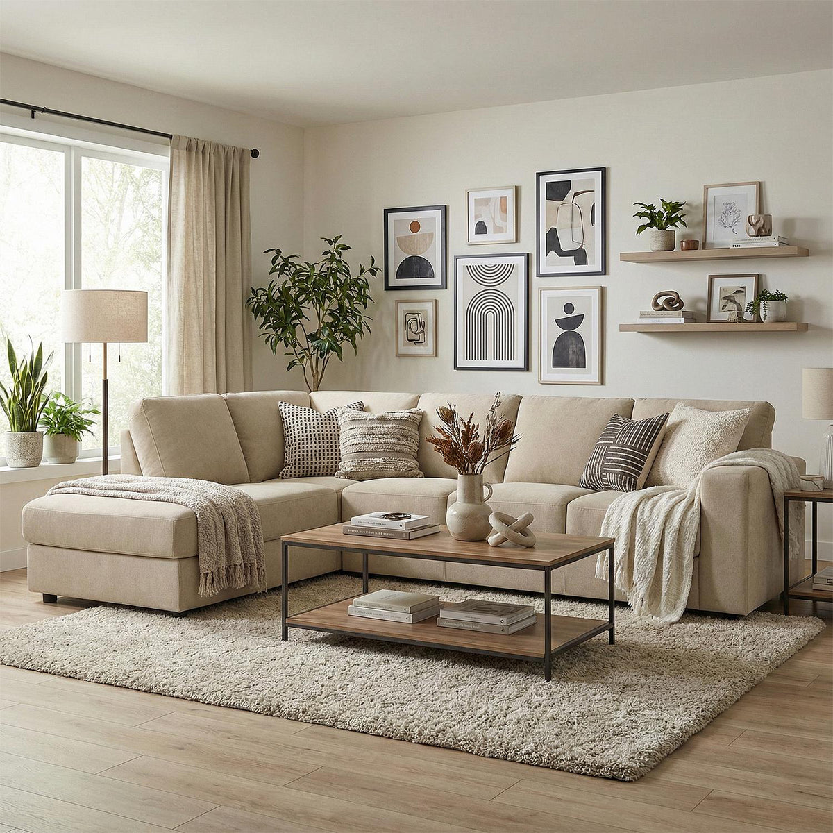 Sala Rinconera Rusel Chenille Beige