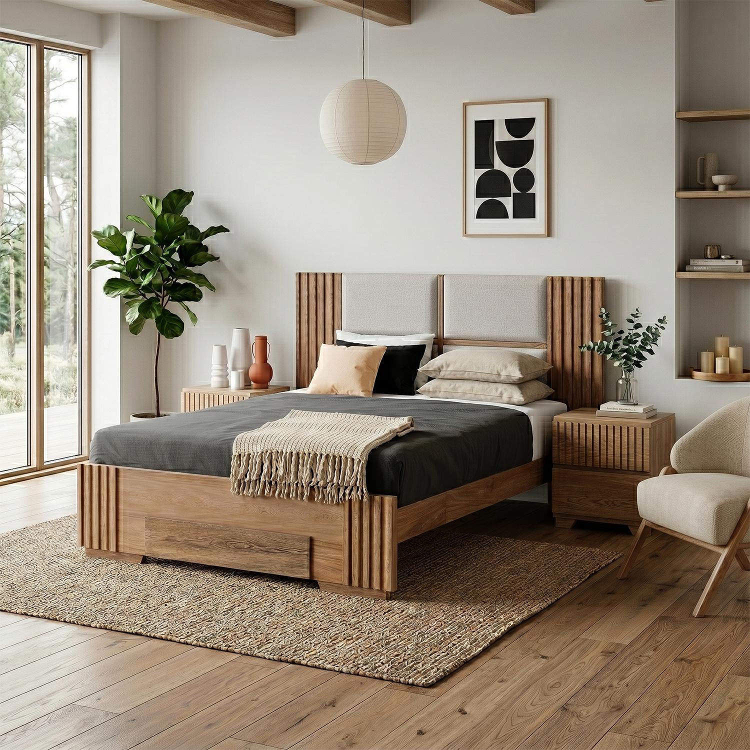 Cama Doble Texas Beige, Natural*
