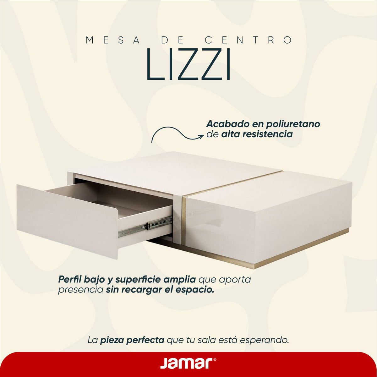 Mesa De Centro Lizzi Greige, Champaña Premium