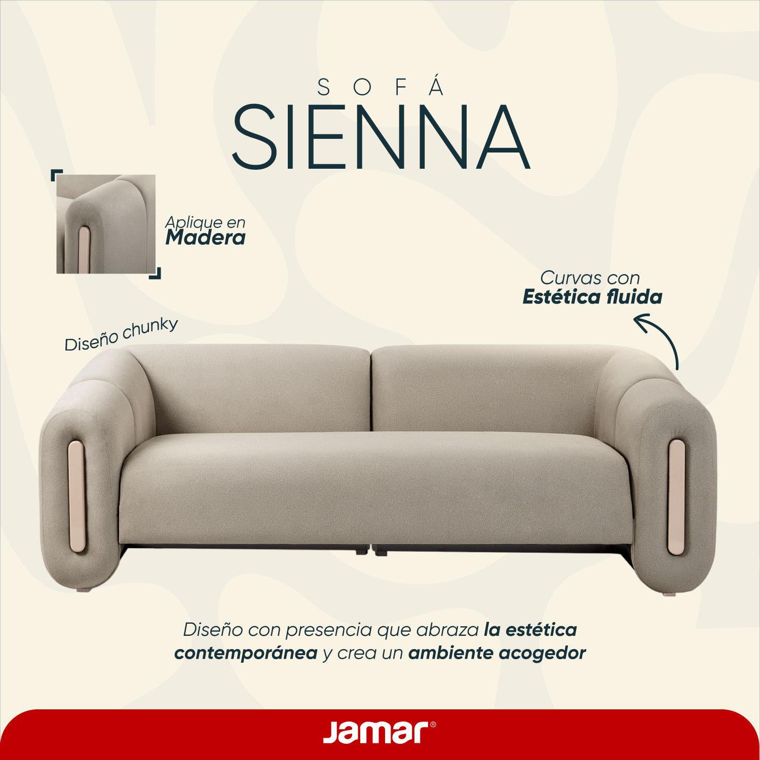 Sofá 3 Puestos Sienna Serena Cocoa, Latte