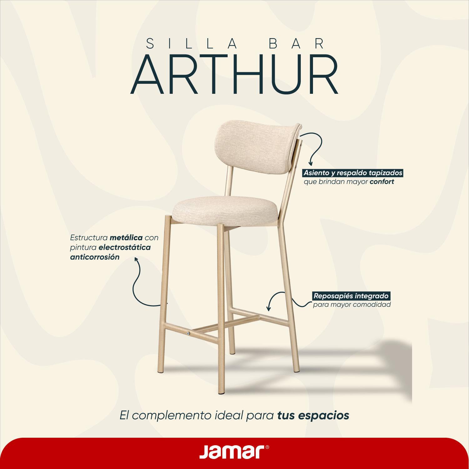 Silla Bar Arthur Eurolino Marfil, Champaña.