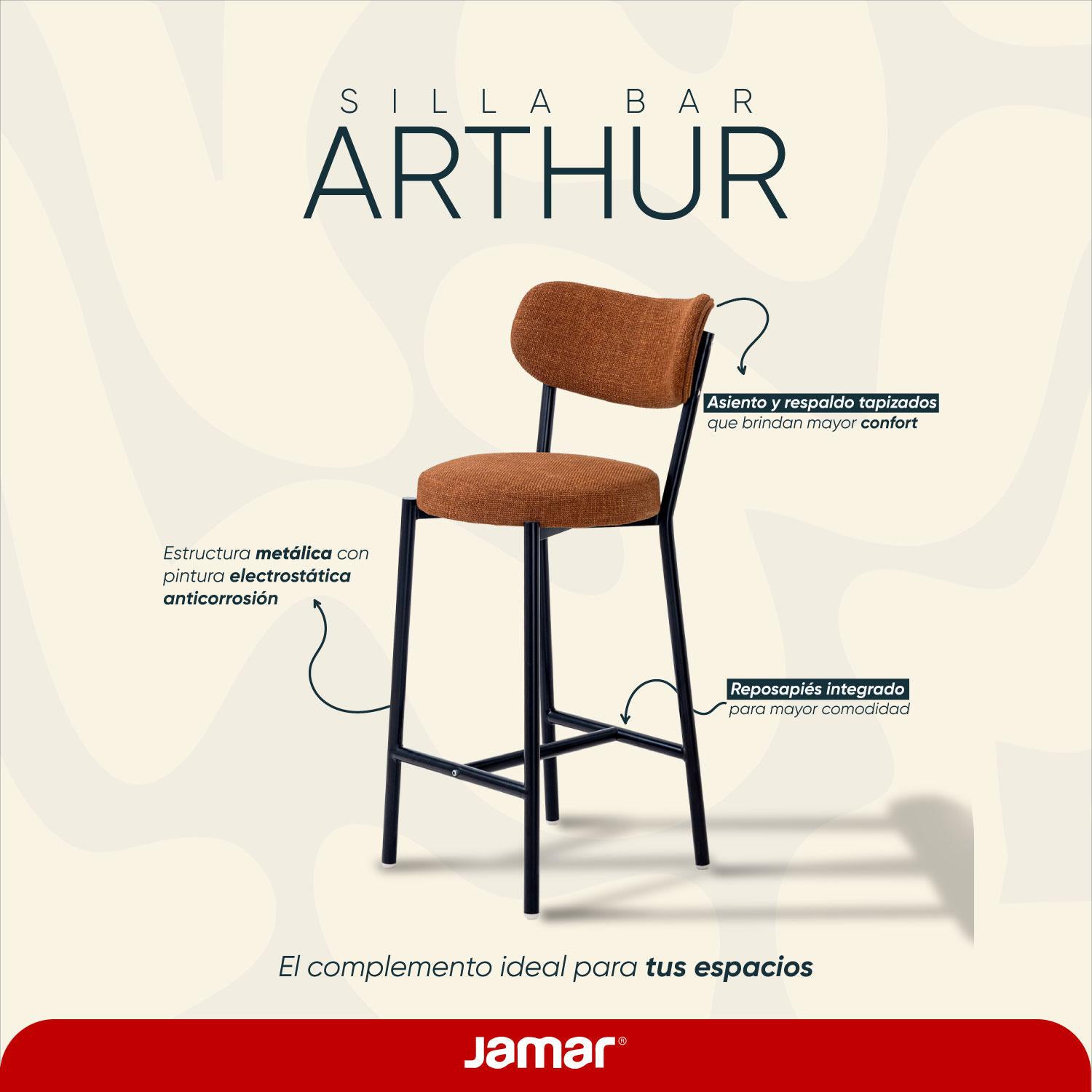 Silla Bar Arthur Microfibra PerseoTerra, Negro.