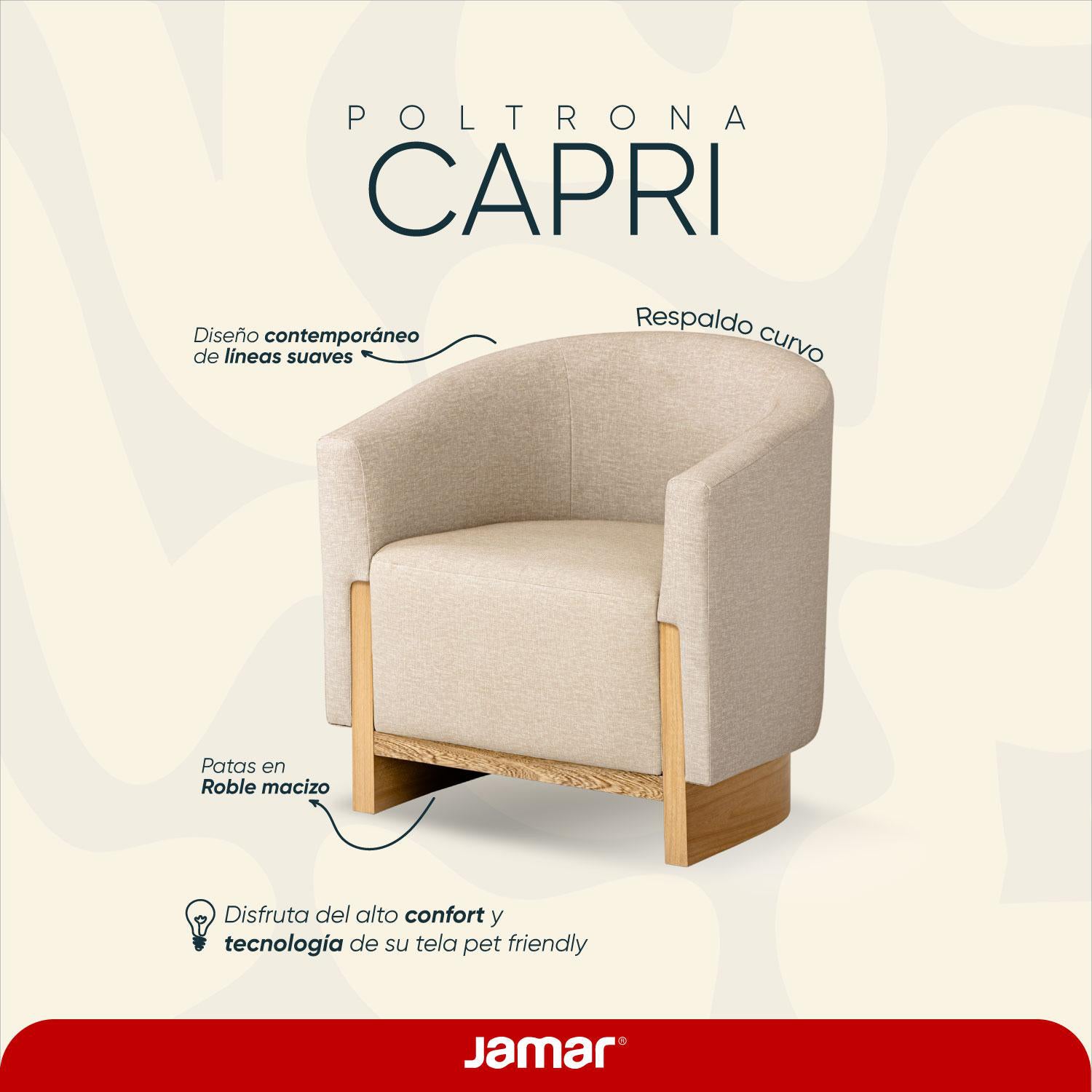 Poltrona Capri Eurolino Marfil, Natural