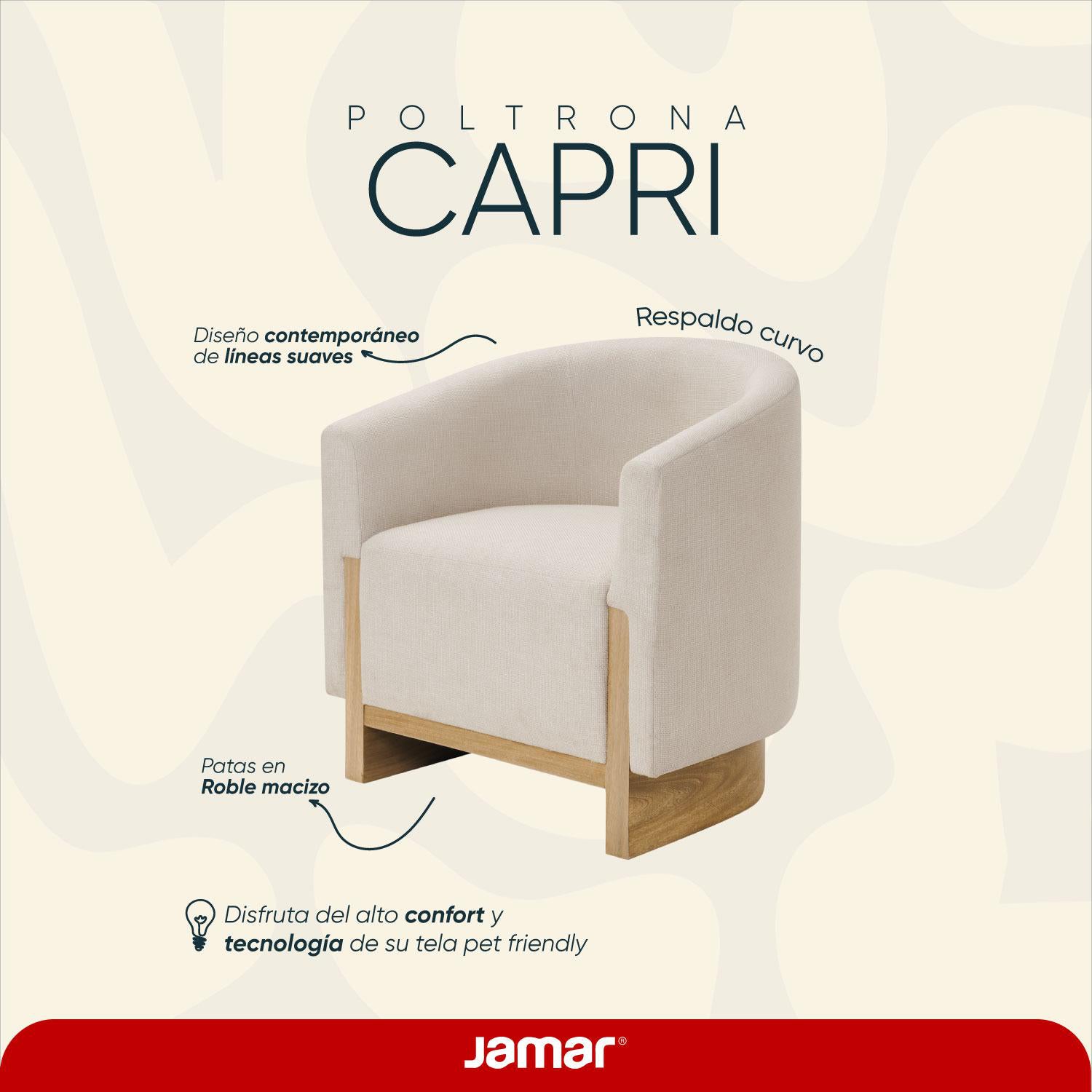 Poltrona Capri Eurolino Vitore Blanco, Natural