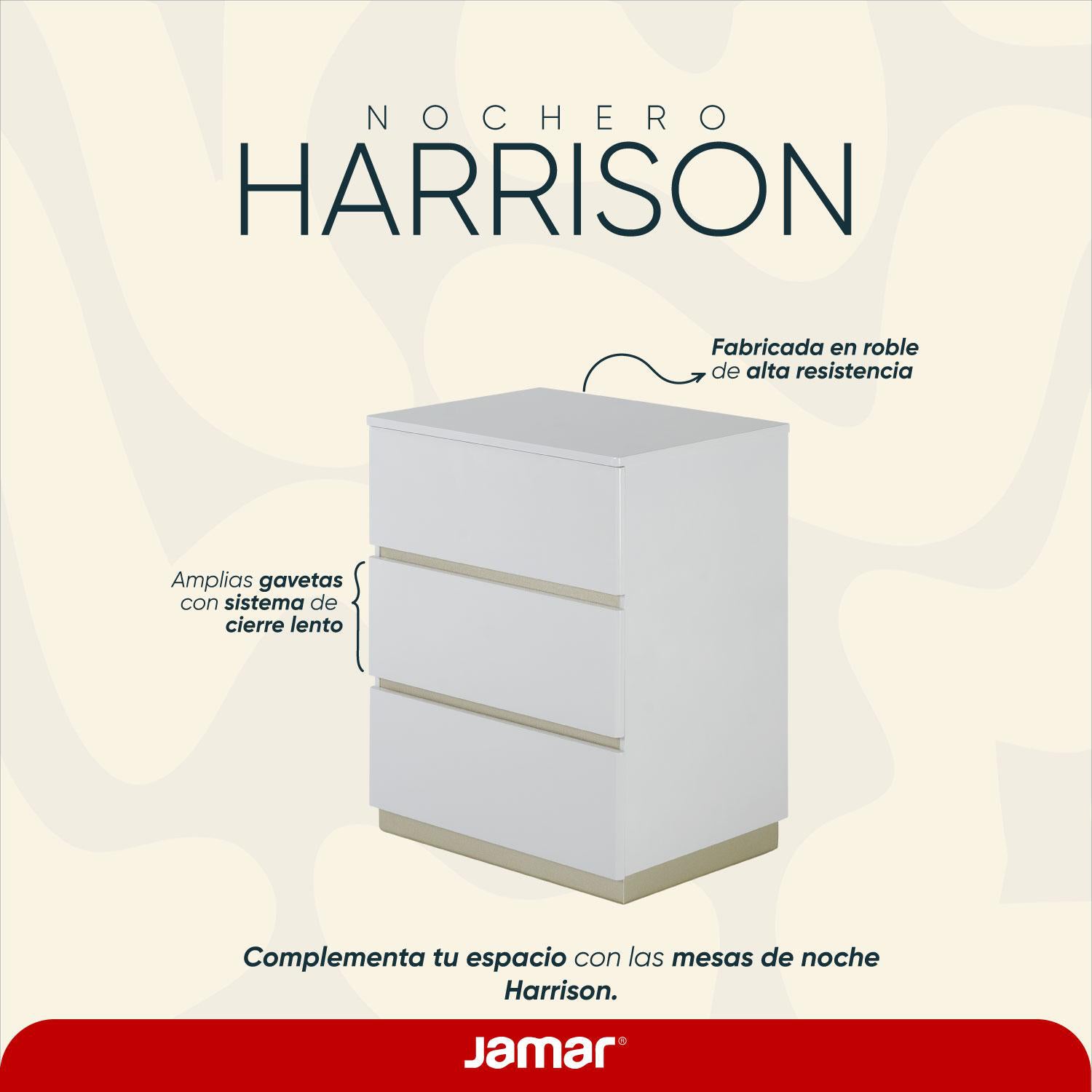 Mesa de Noche Harrison Gris Hielo, Champaña