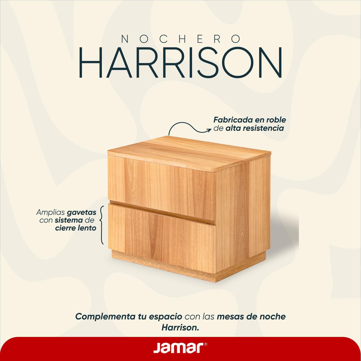Mesa de Noche Harrison Natural 2 Gavetas