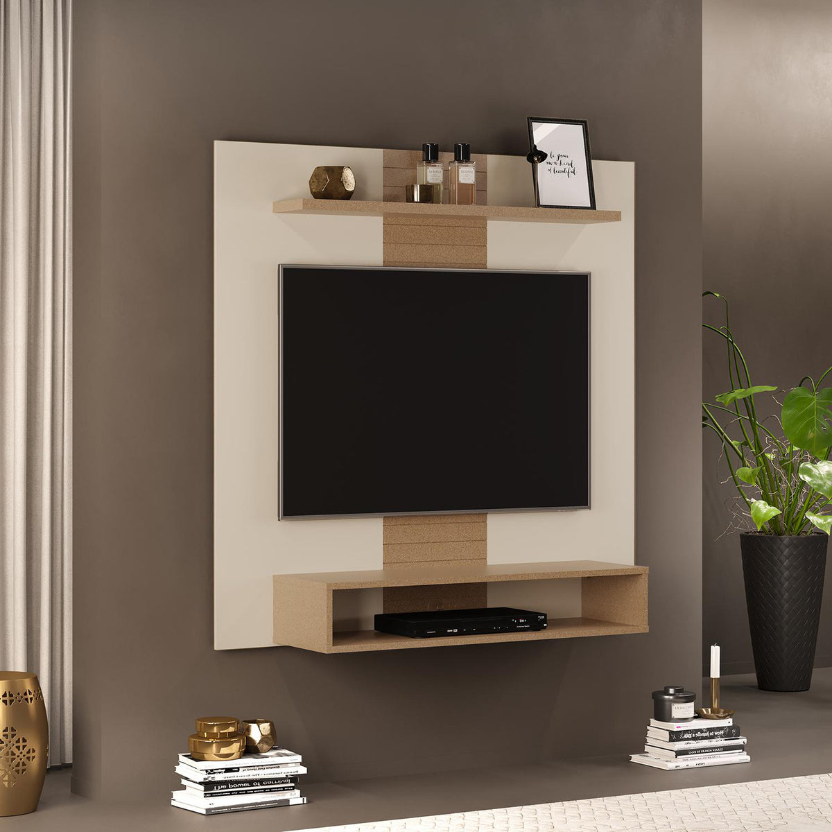Panel de Tv Nixi 120X120 Off White, Champaña