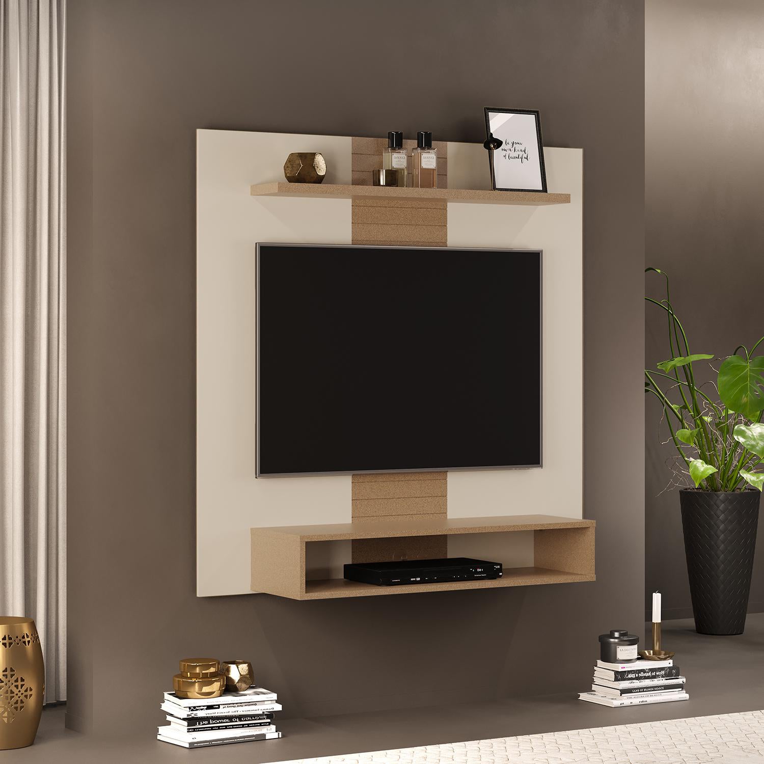 Panel de Tv Nixi 120X120 Off White, Champaña