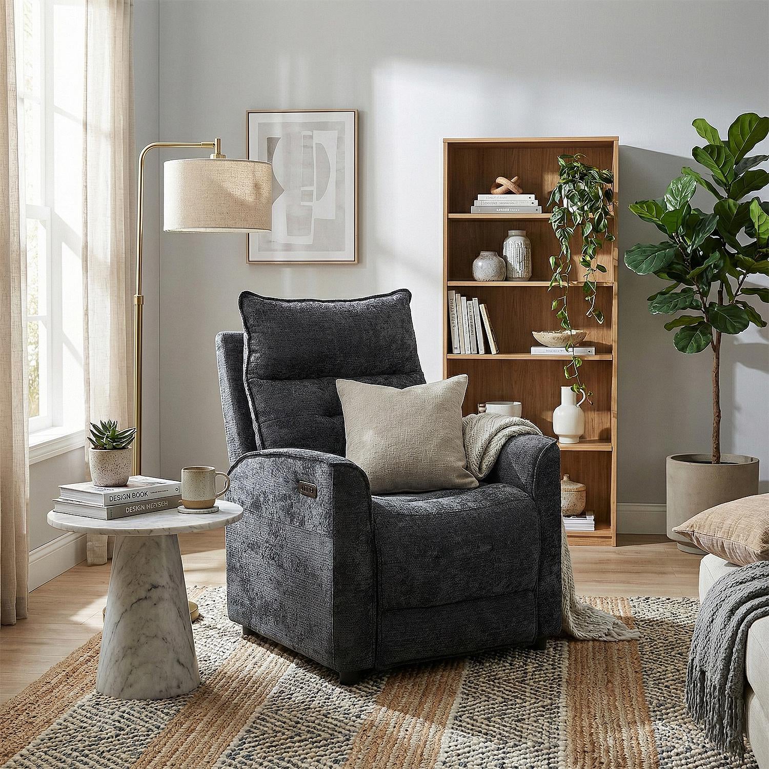 Sillón Reclinable Eléctrico Maya Chenille Plomo