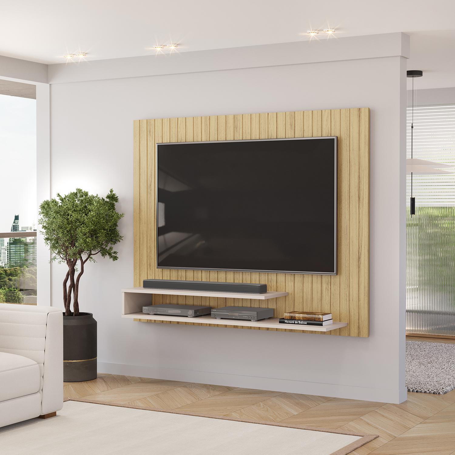 Panel Tv Bart 134X108X28 Natural, Off White