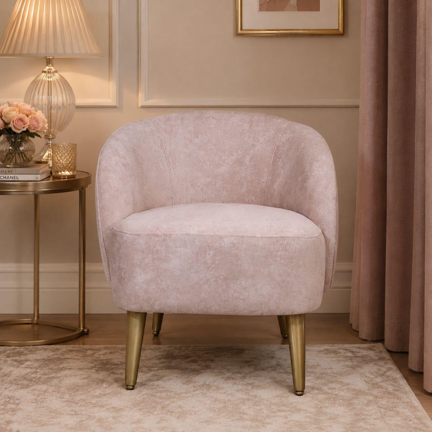 Poltrona Colin Velvet Prisma Rosa, Champaña