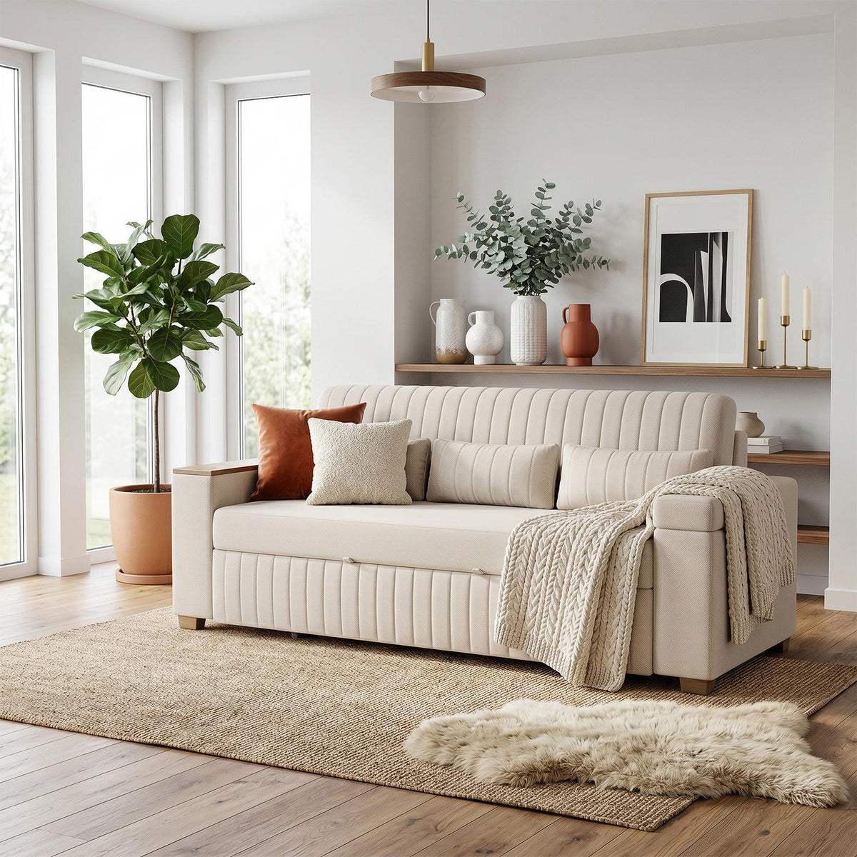Sofa Cama Robi Marbella Marfil, Natural 180