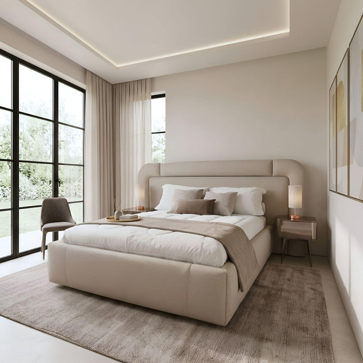 Cama 1.40 Porthos Eur Bali Beige, Off White