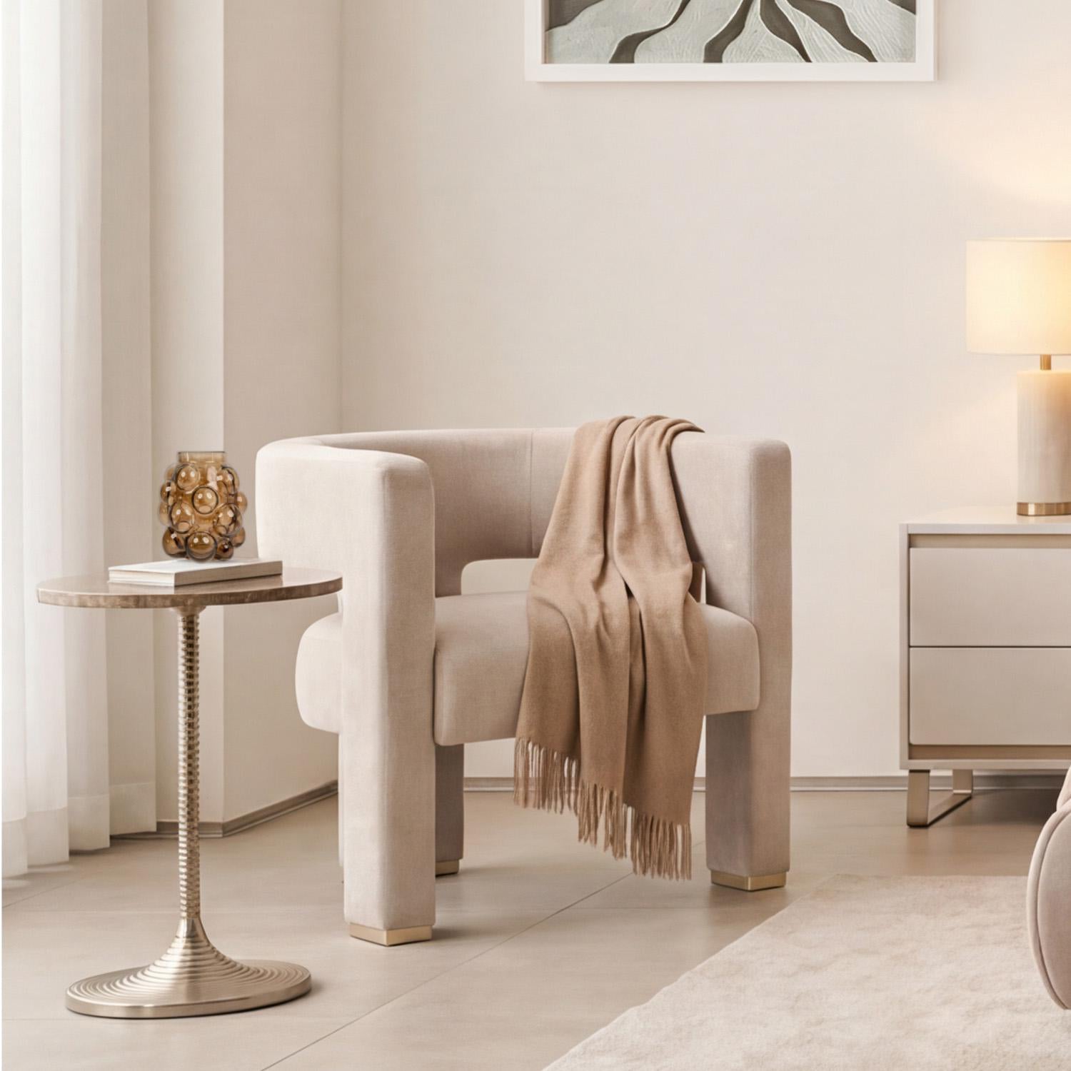 Poltrona Sevilla Velvet Zarem Ivory, Champaña