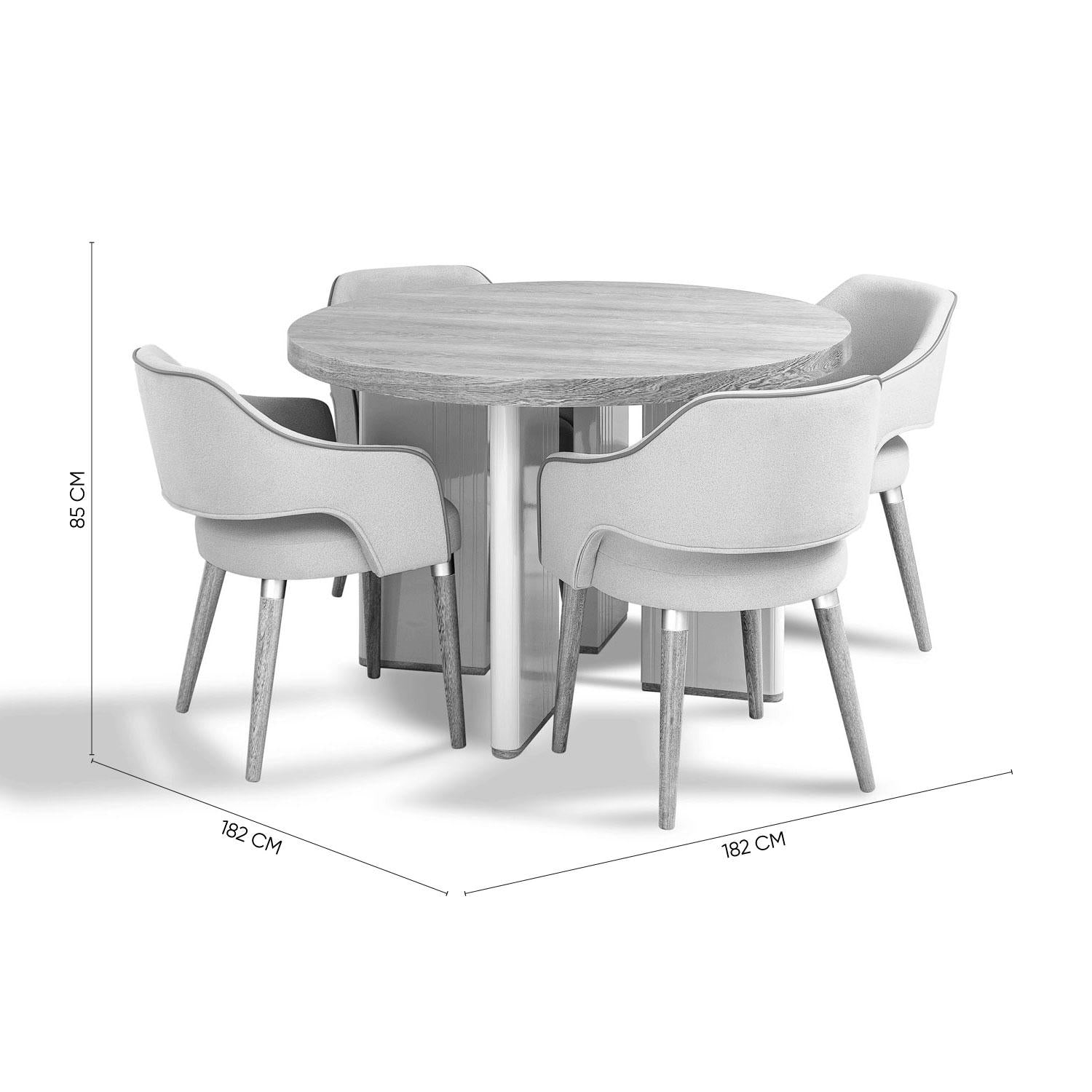 Comedor 4 Puestos Montreal Velvet Serena Crema, Natural