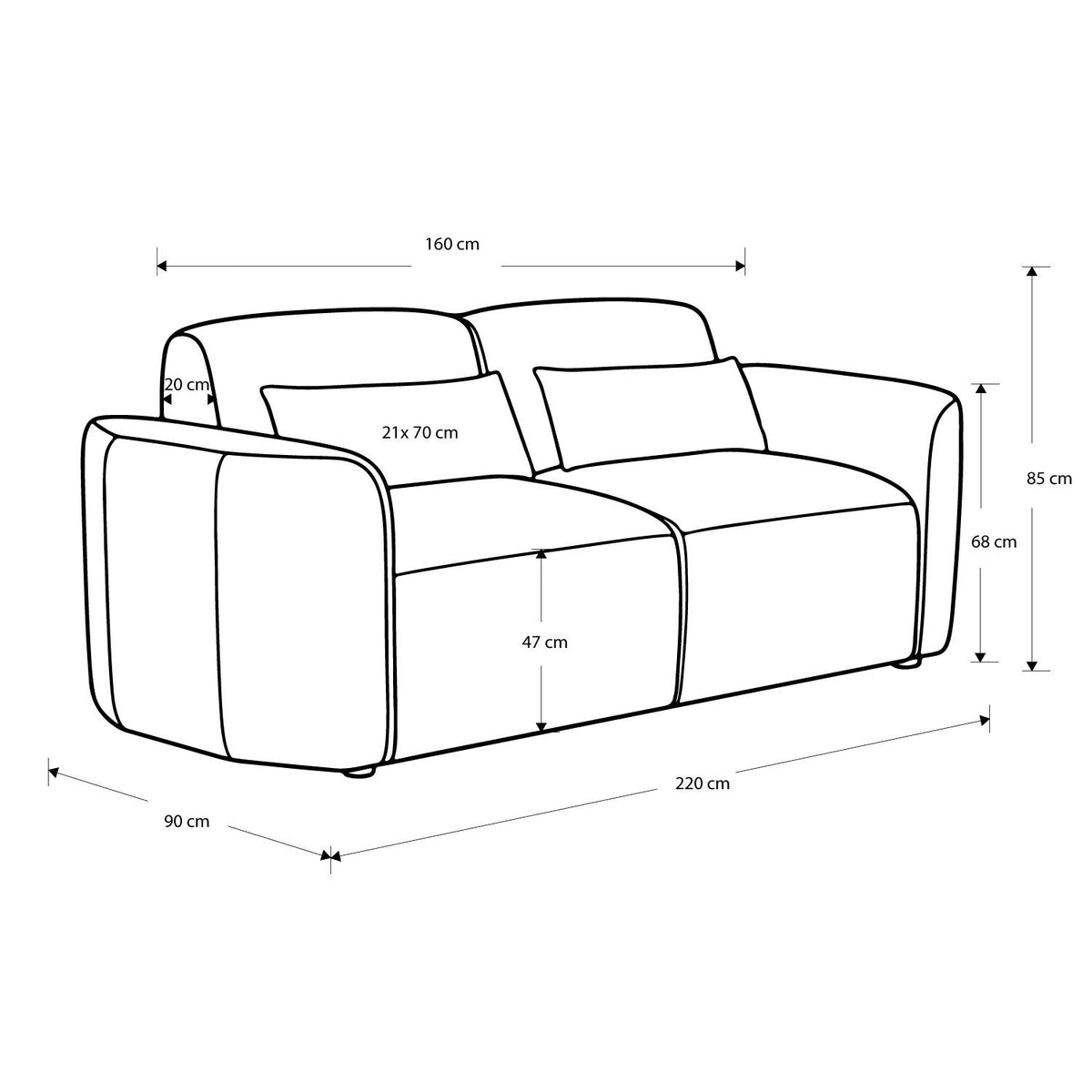 Sofa 3 puestos Vancouver Serena Marfil, Ceniza