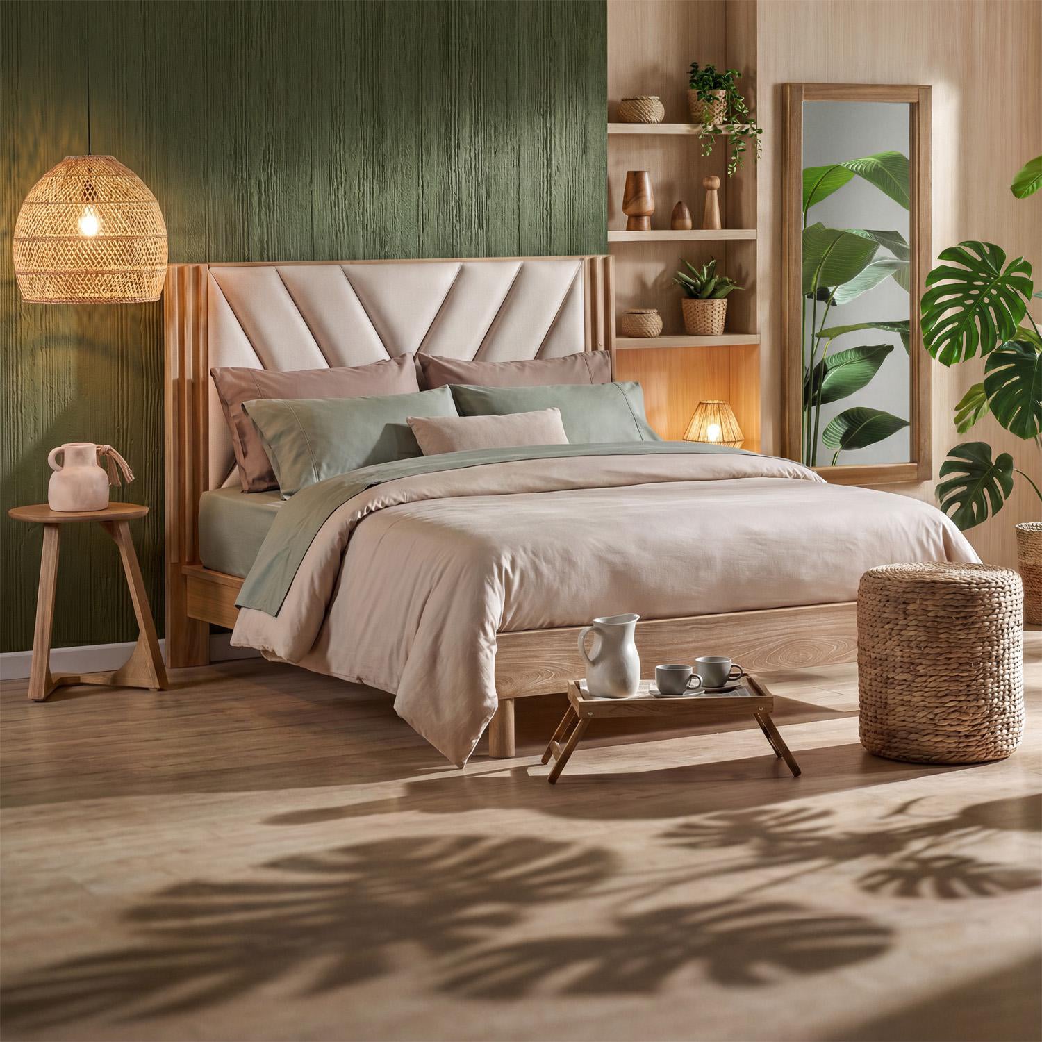 Cama Doble Artemisa Natural, Marfil