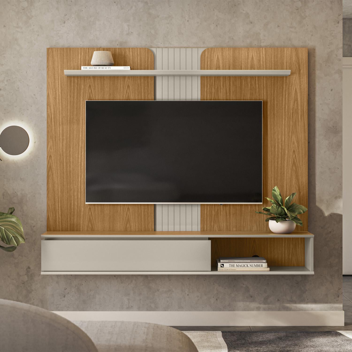 Panel de Tv Adell  160X136X30 Natural, Off White