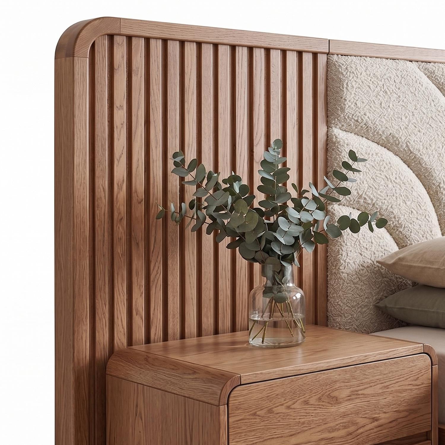 Cama Queen Malaga Eurolino Boucle Arena, Natural