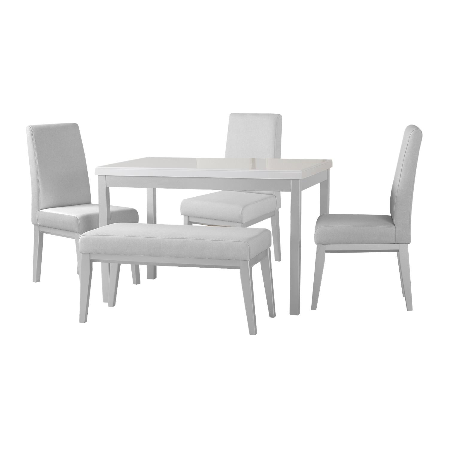 Comedor 4 Puestos Walcot Eurolino Gaira Plata, Plata 3 Sillas + Butaco