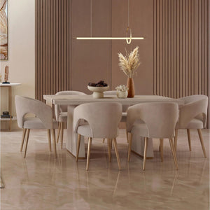 Comedor 4 Puestos Denver Velvet Beige, Greige