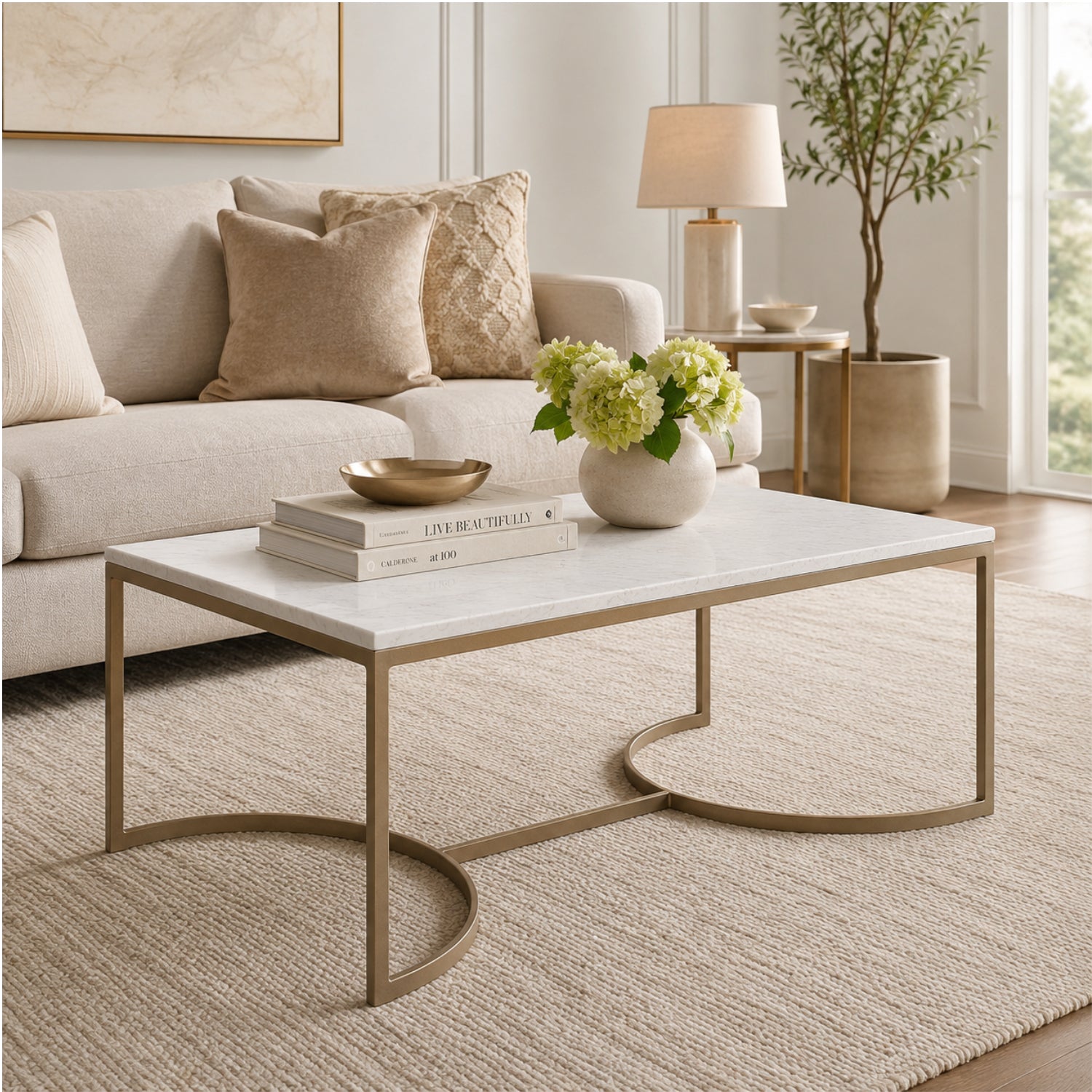 Mesa De Centro 100X60 Chanel Marmolado Champaña
