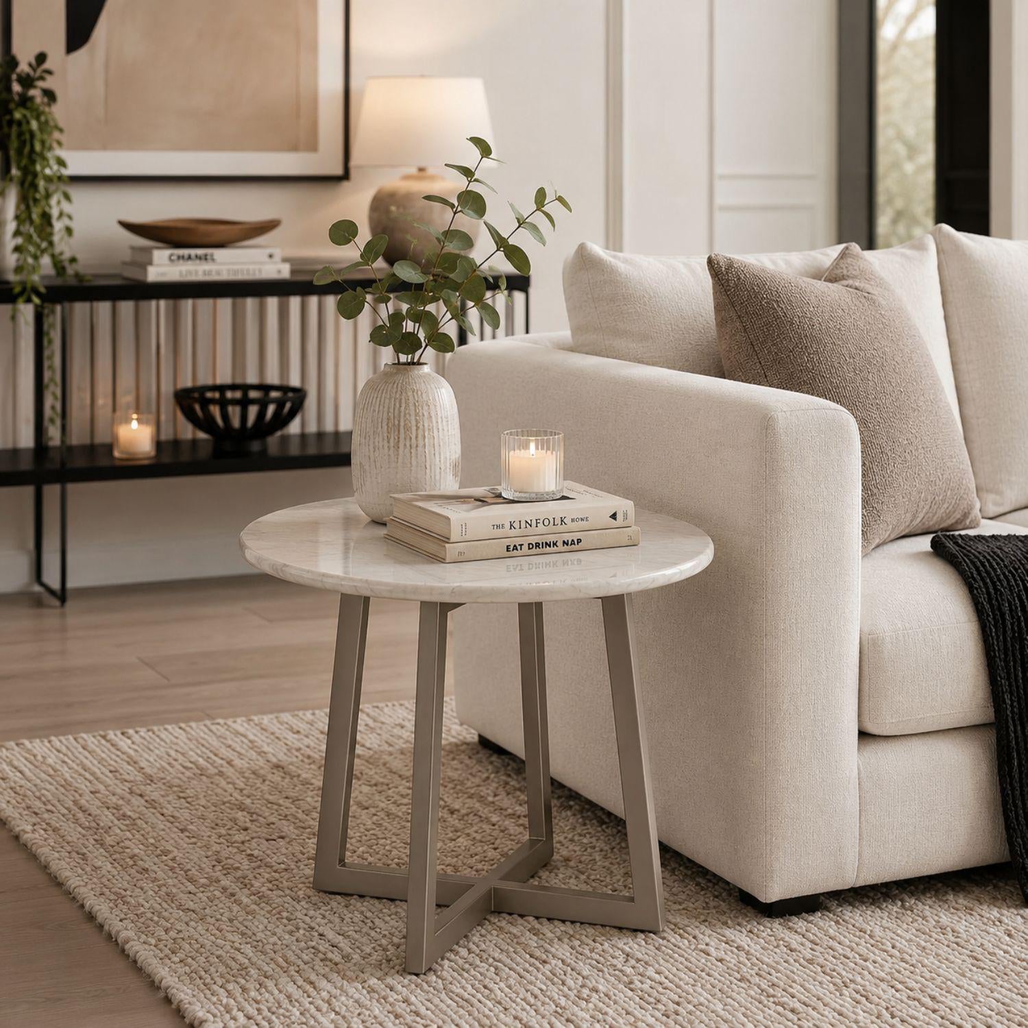 Mesa De Centro Jansen Gris, Marmolado